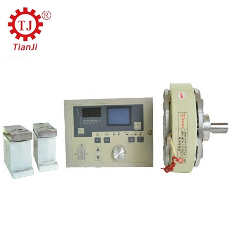 Automatic tension controller with magnetic powder brake for printing machinery