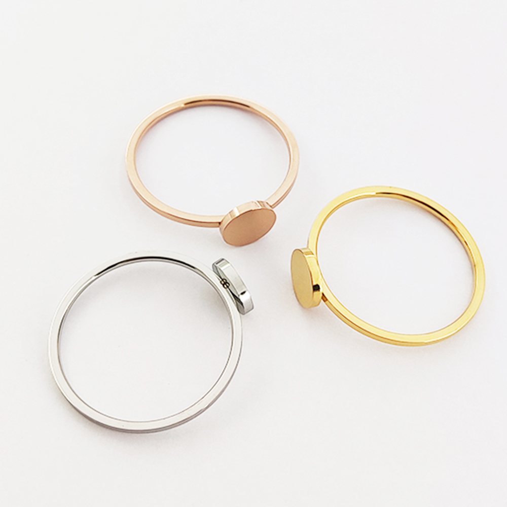 Blank Geometry Round Engagement Ring Joyas Stainless Steel Women Men Round Charm Finger Rings Joyeria Fina Anillos Jewelery
