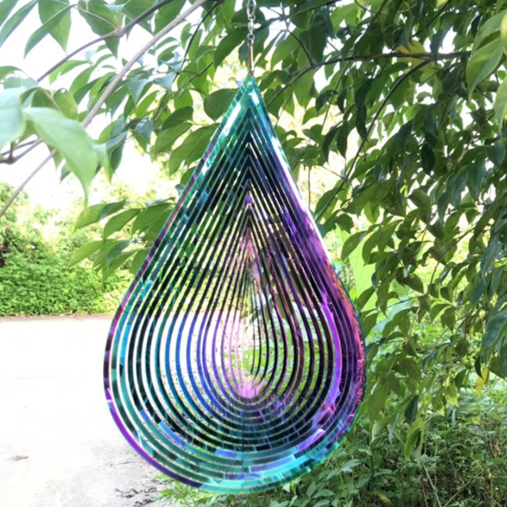 360 Rotating Hook Wind Spinner Stainless Steel Flowing-light Effect Decor For Outdoor Garden House Decoration Gifts 210813