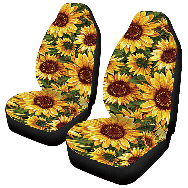 2 pcs sun flower Interior Vehicle SUV Van Truck Front Side Protector Luxury Universal Car Seat Covers