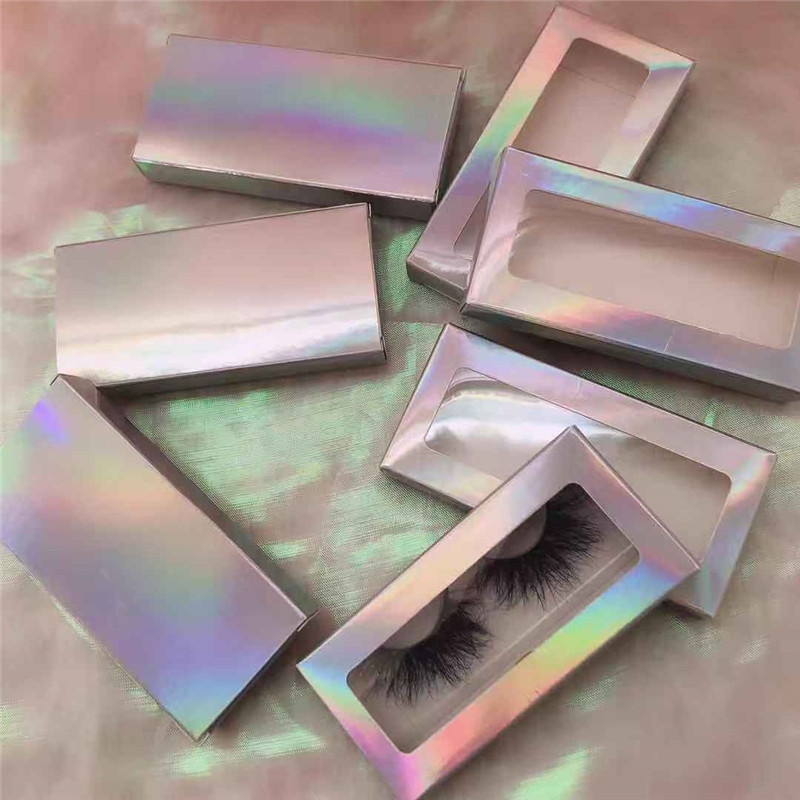 Holographic paper marblefalse eyelashes private label custom empty false eyelash packaging box