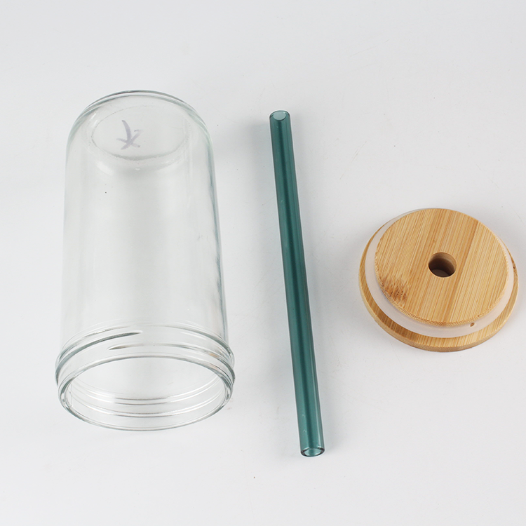 New Eco Mason Jar Lids with Glass / stainless steel Straw with drinking bamboo lid