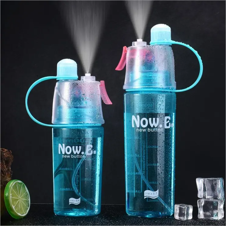 Custom Logo 400/600 ml BPA Free Student Drinking Bottle Continuous Spray Plastic Water Bottles