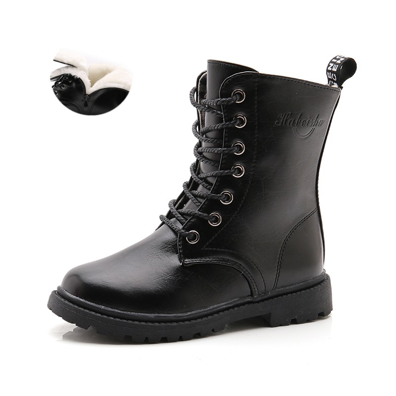 Superstarer Children's shoes  girls' snow boots  winter plus velvet warm small leather boots