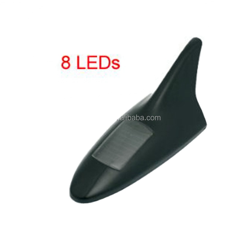 Car Solar LED Flash Light Shark Fin Decorative Antenna Decor