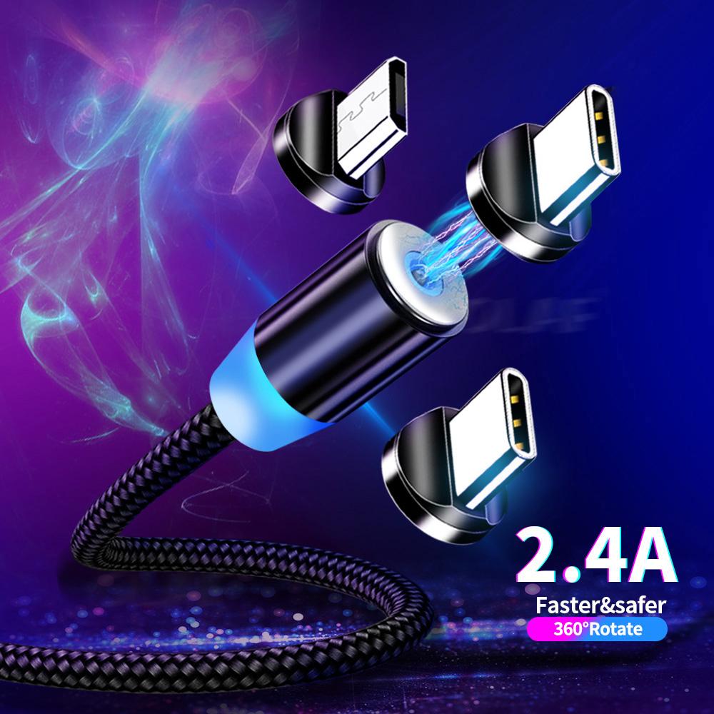 Круглый Магнитный зарядный кабель 3 в 1, зарядный кабель с разъемом USB Type-C для телефона