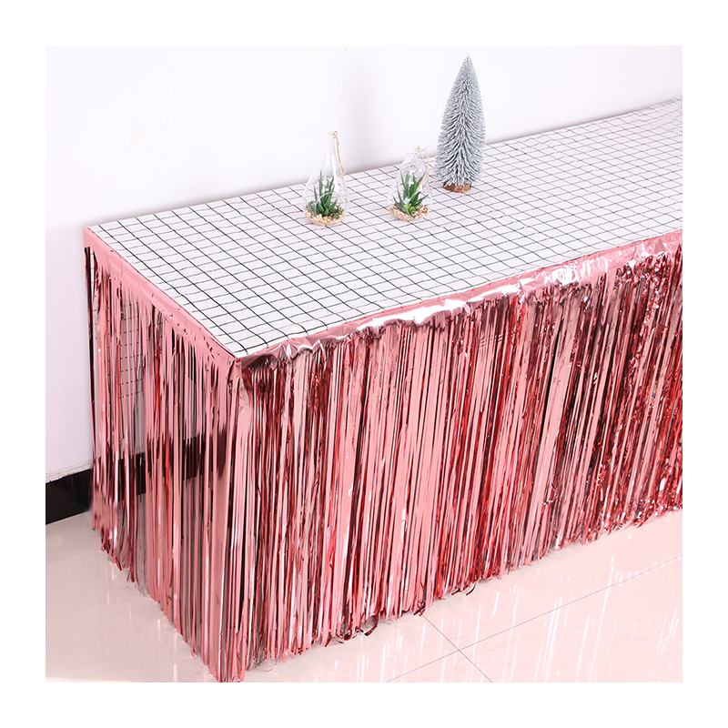 Cheap Low Price Plastic disposable dessert sign-in table decoration birthday party tassel gold glitter table skirt