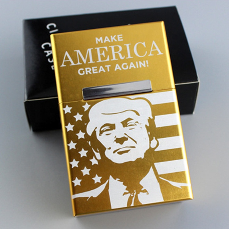 Новинка портсигар из алюминиевого сплава Дональд Трамп металлический портсигар лазерная гравировка сделать Америку великолепной снова портсигар