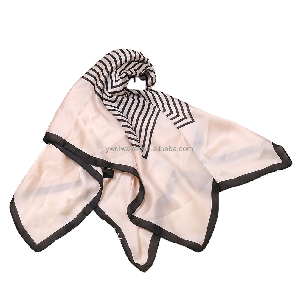 Luxury Brand Silk Square Plaid Scarf Women Satin Neck Hair Tie Band Soft work Neckerchife 2021 NEW Hijab