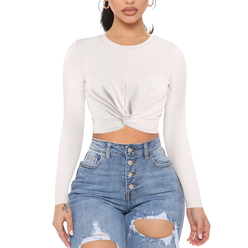 New Arrival Casual T Shirts Ins Trend European And American Style Long Sleeve Women Crop Tank Tops