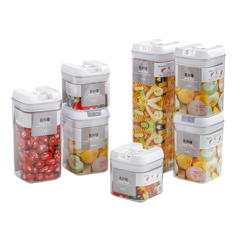 7 Pieces Set Kitchen Storage Containers BPA Free Keep Food Fresh Plastic Food Spice Jars Canister Sets With Airtight Lid