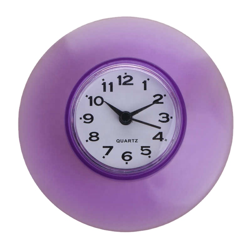 1pc Silicone Bathroom Kitchen Shower Suction Wall Clock Water-Resistant Timer Clock