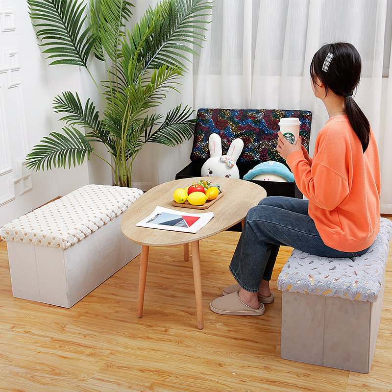 PU Leather ottoman stool bench Household Storage folding stool Folding Storage Ottoman