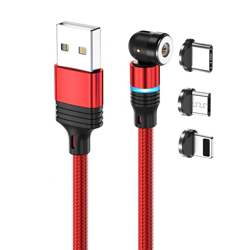 2020 New Trending LED Light 540 Degree Rotation Free Magnetic Charging Cable 1m 2m 2.4A Charging Cable for Phone Car Earphone