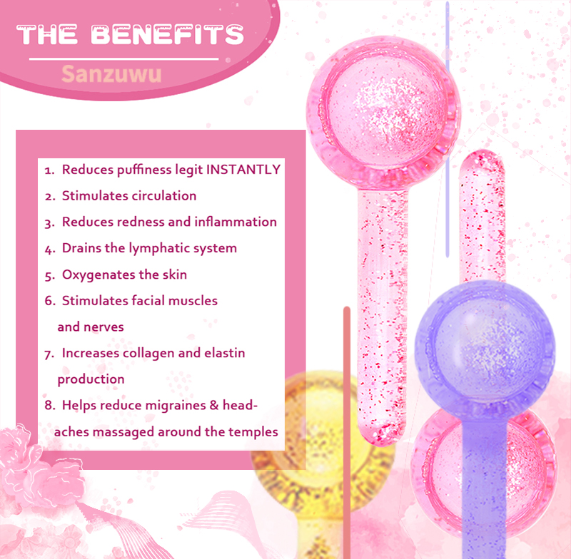 Sanzuwu Amazon Hot Selling Skin cooling Anti-aging Facial Massager Summer Ice Cooling Facial Ice Globes