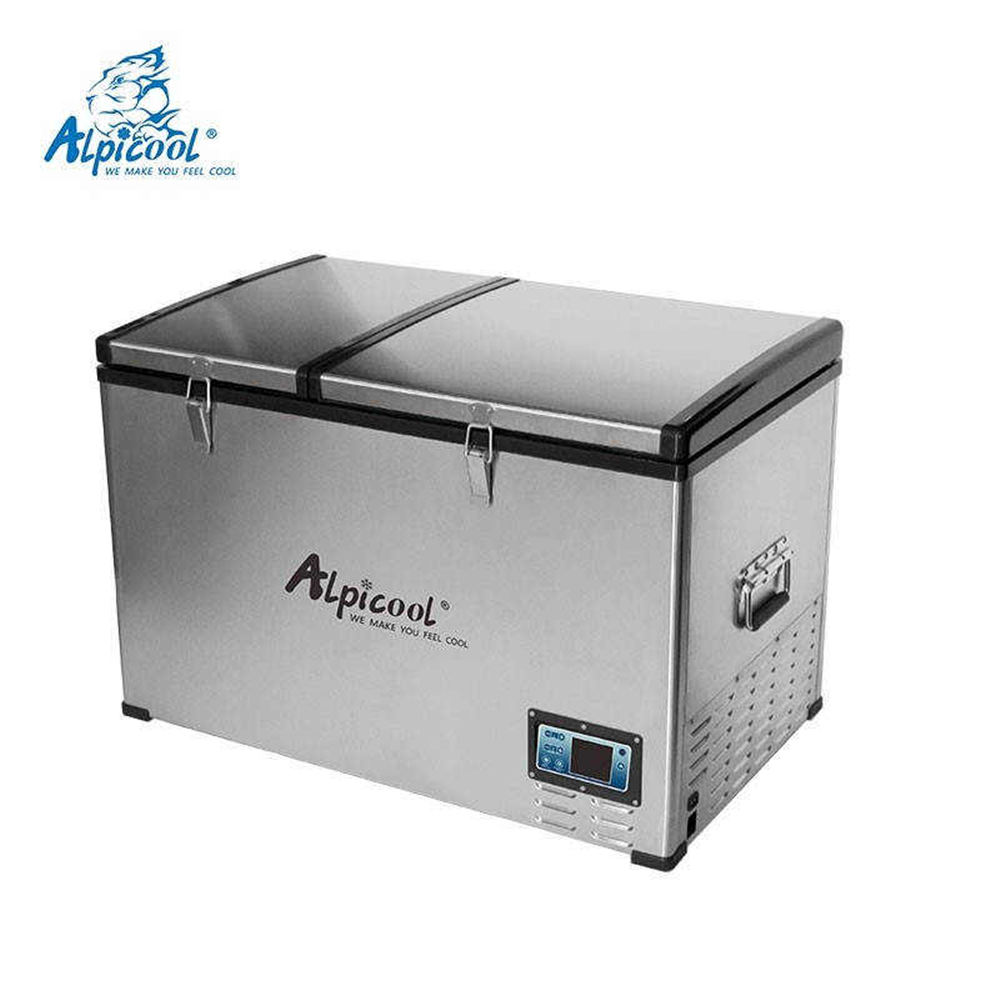 Alpicool BCD125 из нержавеющей стали сверхмощный 125L Двухзонный Кемпинг портативный автомобильный холодильник с двумя крышками холодильник морозильник для дороги