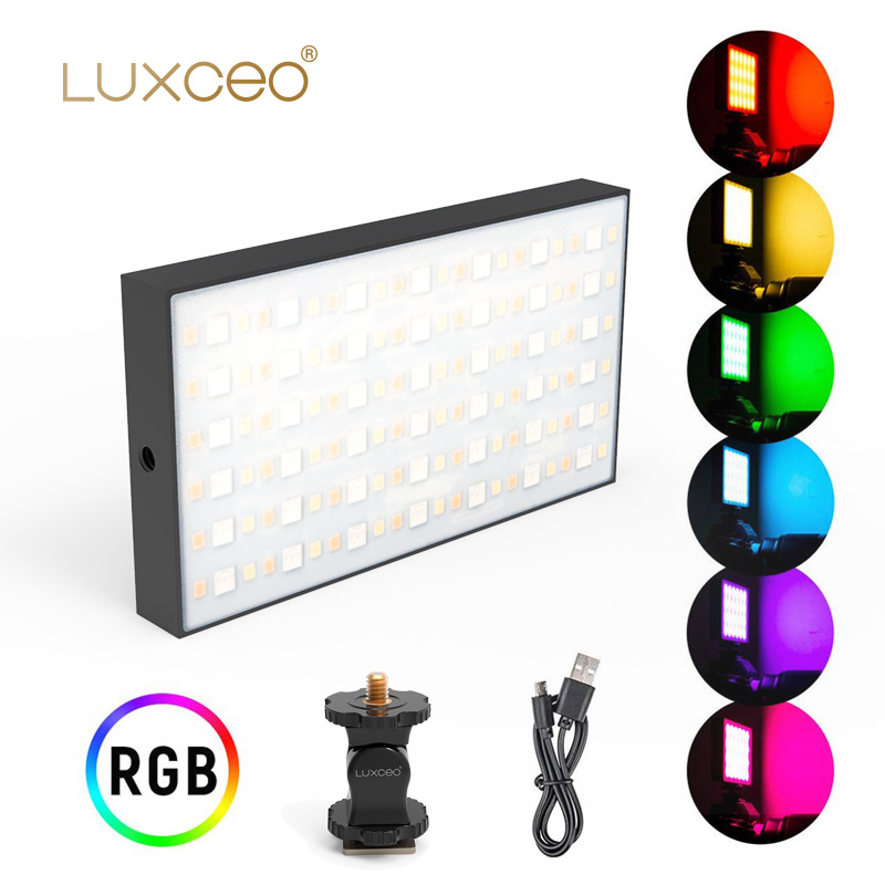 Новый продукт LUXCEO P03 перезаряжаемый светильник, весовой Алюминиевый высокий CRI 95 + 2500K до 6000K RGB полноцветная светодиодная панель, фото видео светильник