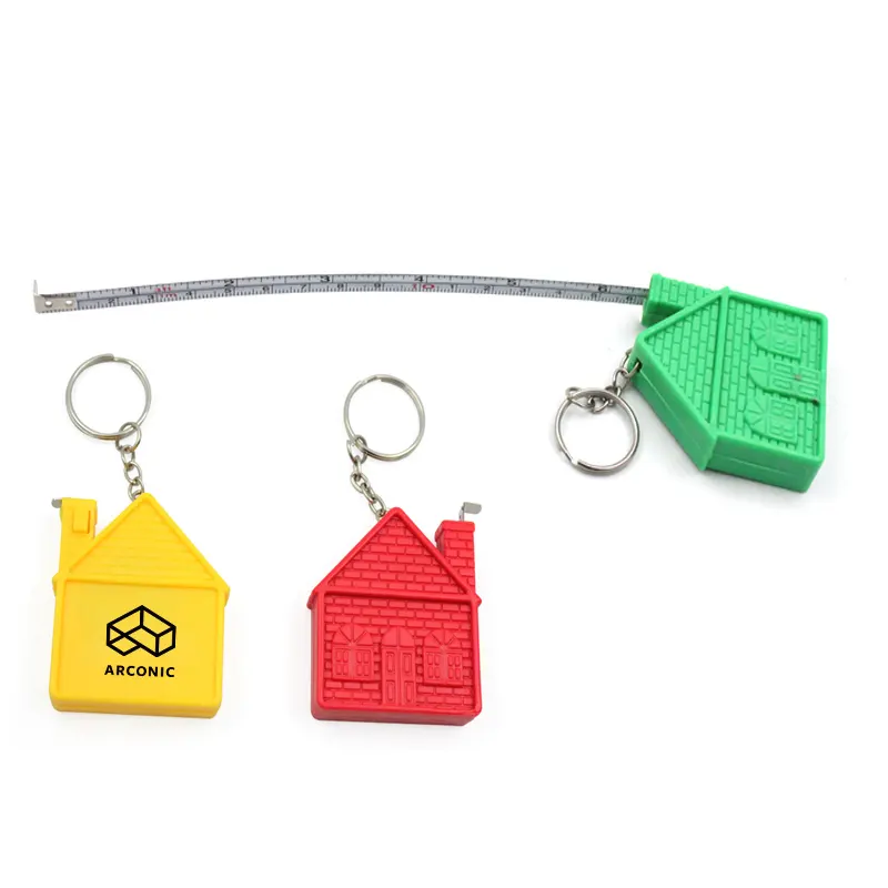 Mini House Shape Custom Logo Tape Measure Keychain