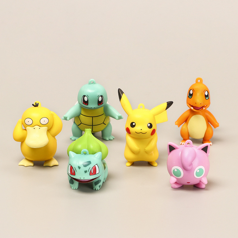 Custom Pokemon PVC Anime Figures Toy Collectible Lovely Pika Psyduck Miniature Sets Jigglypuff Cartoon Squirtle Car Figurines