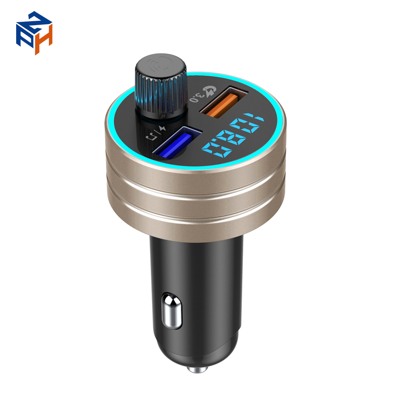 2021 BT 5.0 C1 Car Kit FM Transmitter Hands-free MP3 Player with Dual USB Car Charger QC3.0 Fast Charger