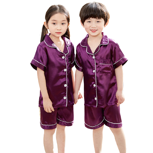 Новый стиль, комплект из 2 предметов, однотонная одежда для отдыха Ice Silk (искусственное волокно для детей Детский комплект с шортами, комплект домашних пижам