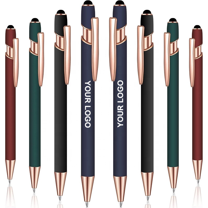 LCC618 Customizable Logo Stylus Pen Printed/Printing Brand Stylus Soft Touch Metal Ballpoint Pen Promotion Pens with Custom Logo
