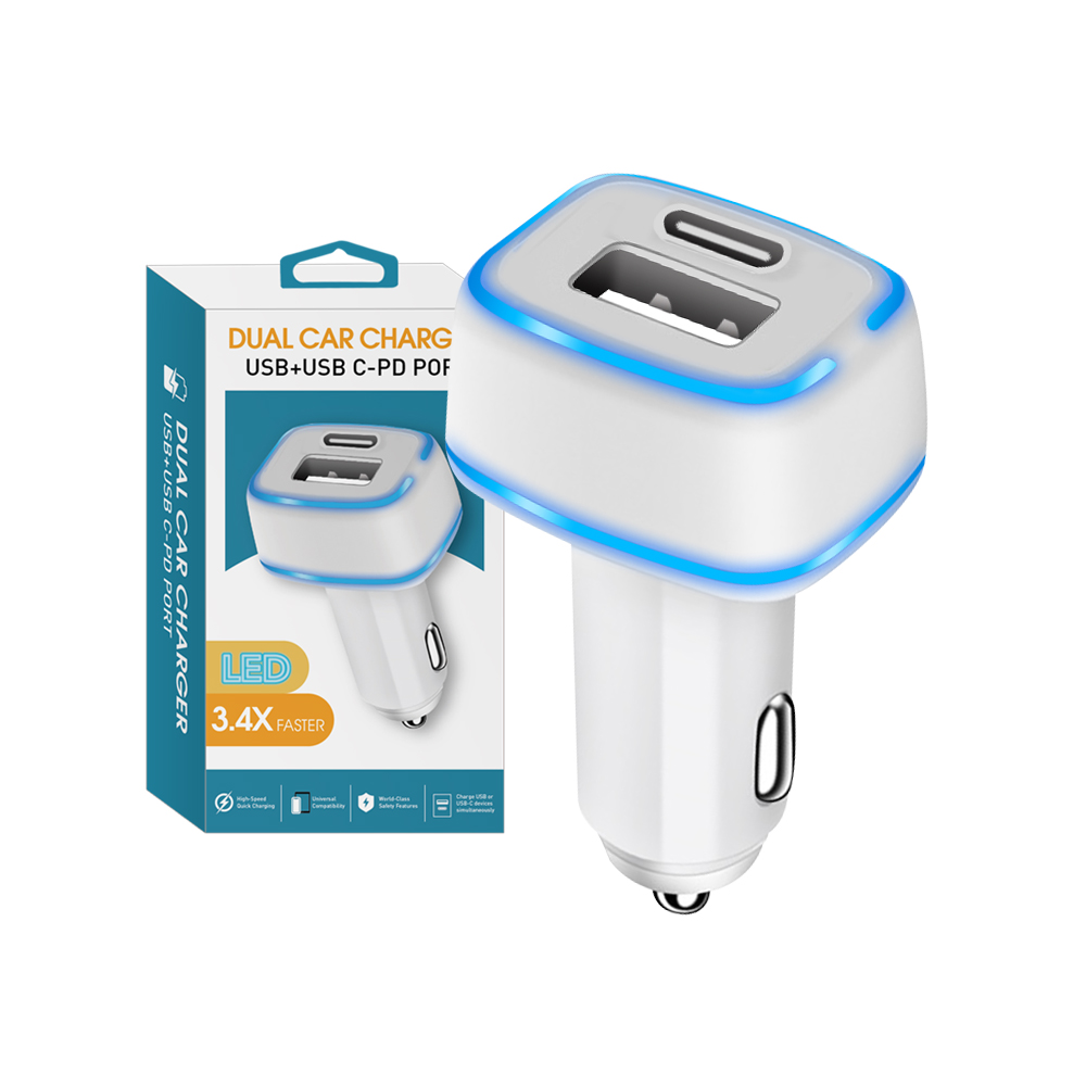 QC 3.0 3.1A 15w car usb c 2 Port Type C car Charger car phone charger