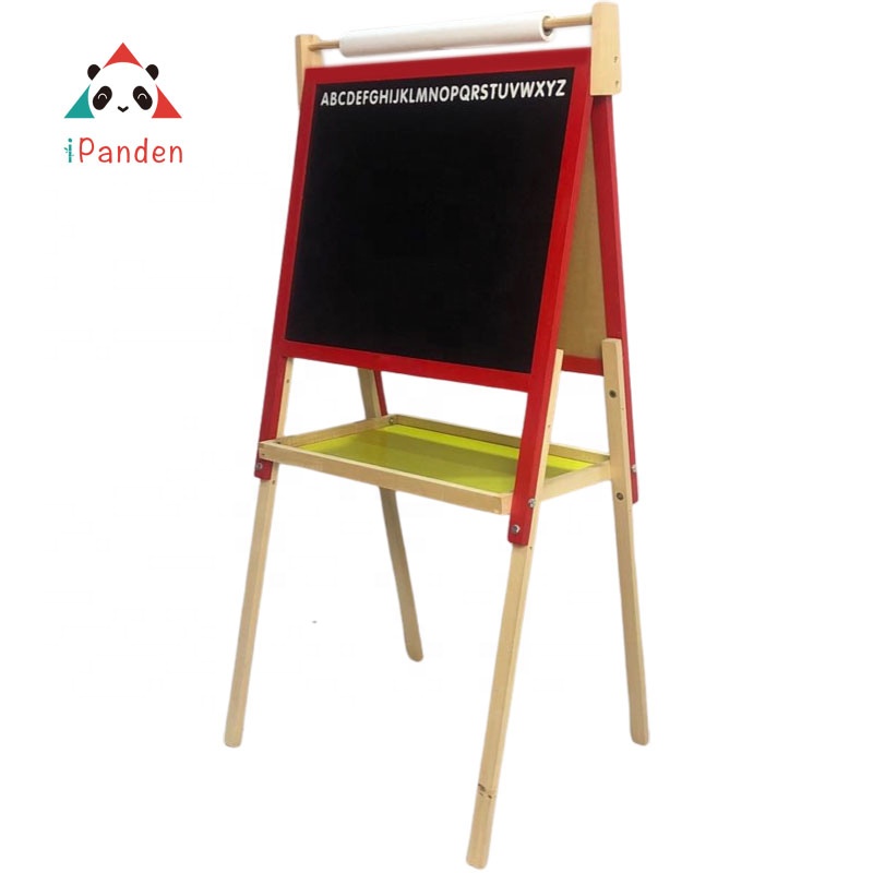 Double side painting blackboard toy kids drawing wooden magnetic children easel available for Chalk and Mark Pen For Child