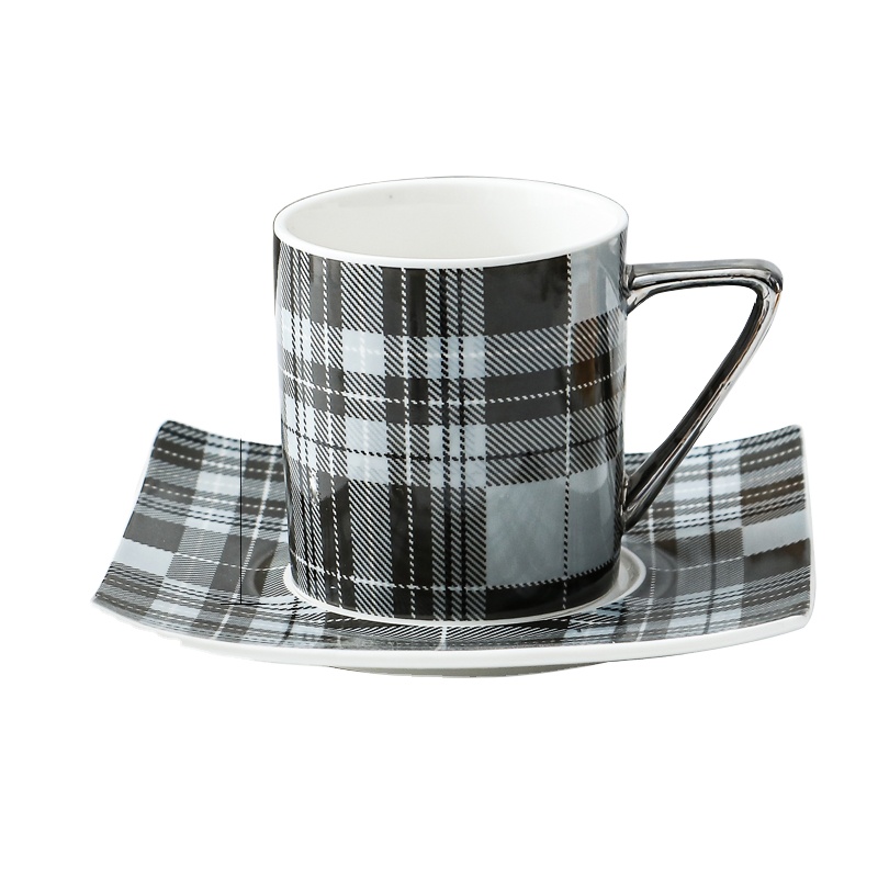 England plaid design living room home high range coffee cup and saucer set