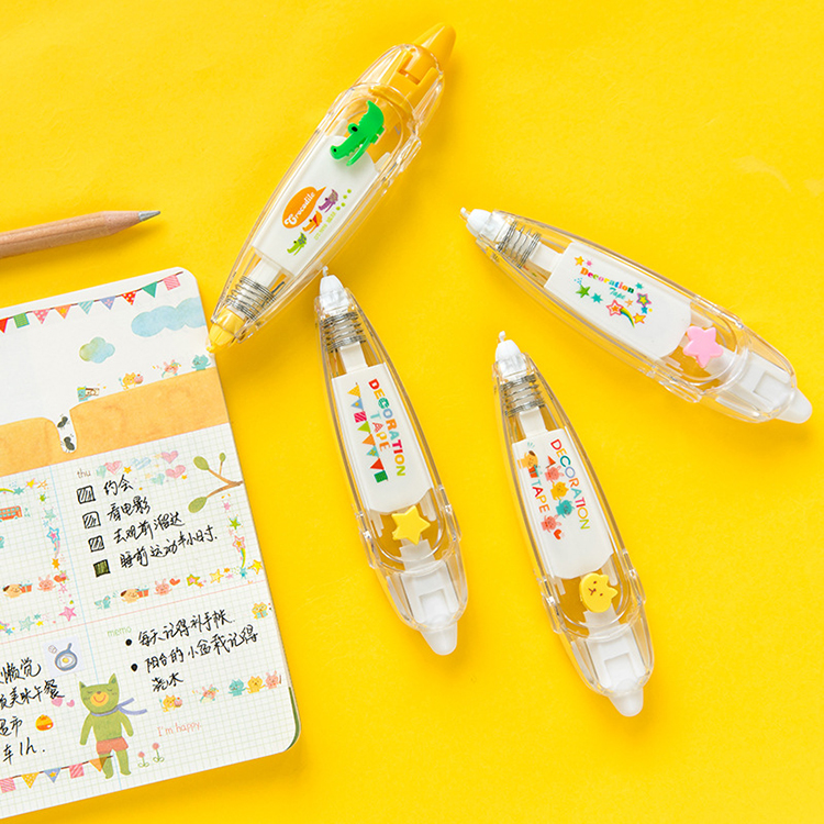 custom plus School Supplies Yellow Color Eco material cute stationary cloud decorative correction tape