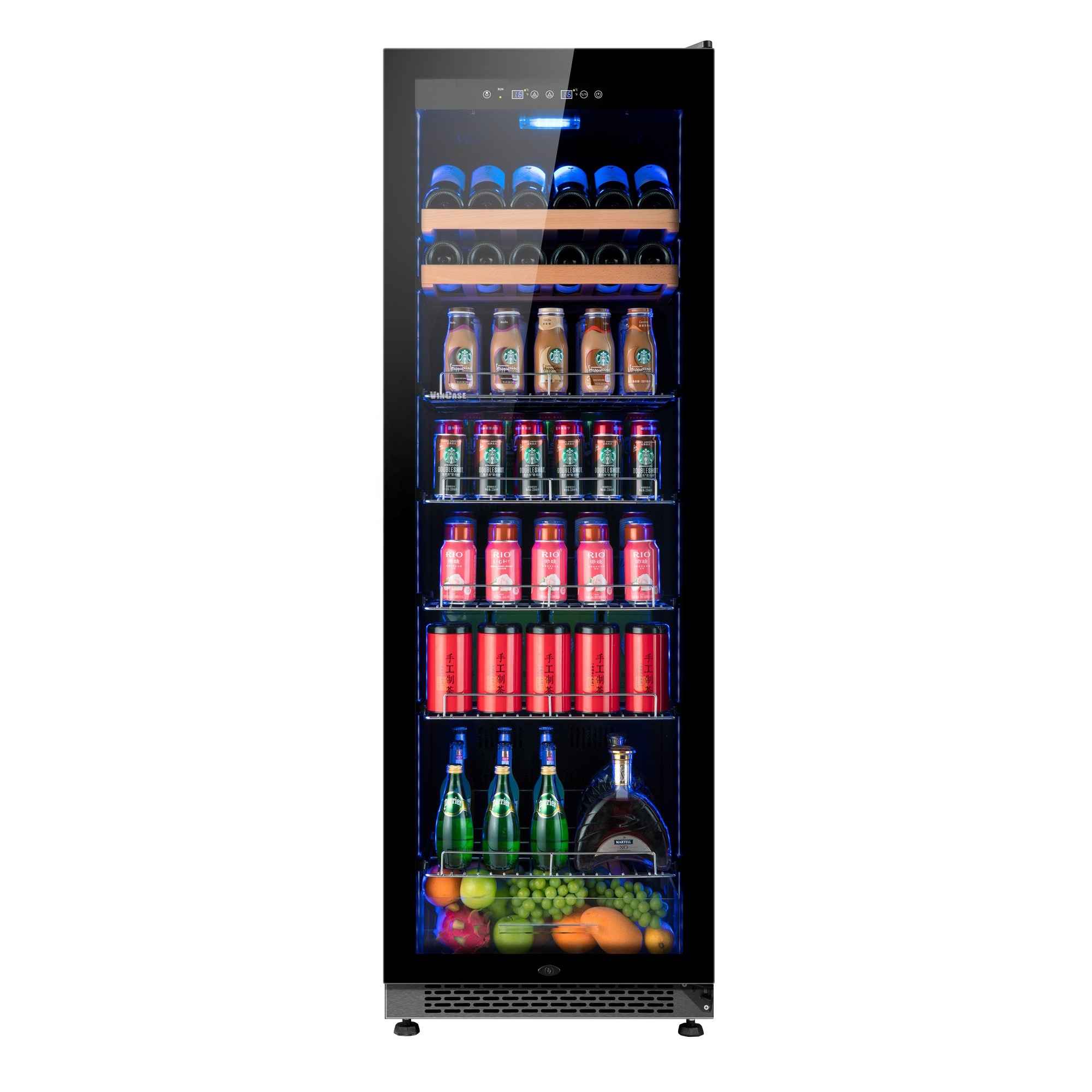 Drinks cabinet and wine beverage bottle cooler with single zone display fridge tall refrigerator