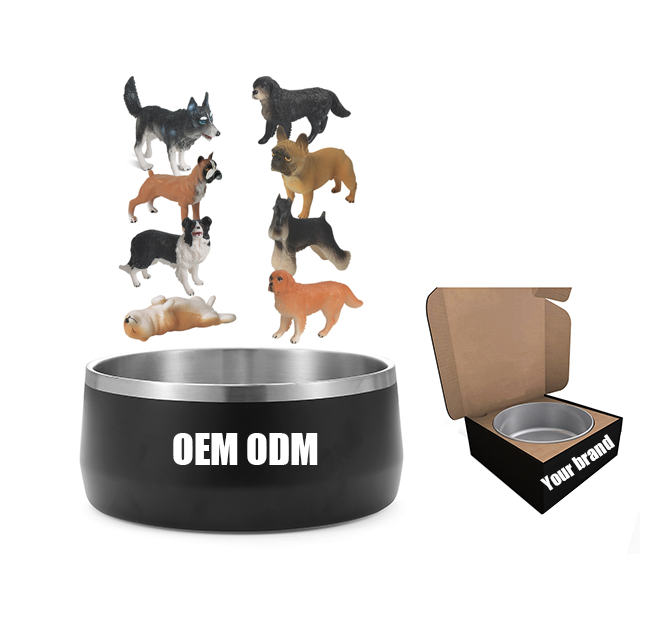 Stainless Steel Easy Clean Custom logo and color Pet use No Skid Dog Bowl