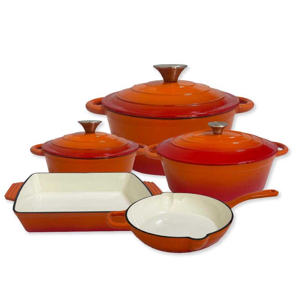 Enameled Cast Iron Cookware Set 8pcs Set Nonstick Ceramic Dutch Oven Stove Pots Skillet Pans Lids Compatible with All Stovetop