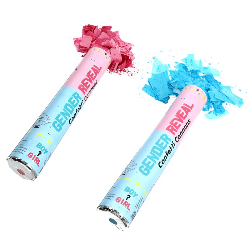 Boomwow Baby Gender Reveal party popper confetti cannon Pink Blue Colour Smoke Powder Confetti Cannon