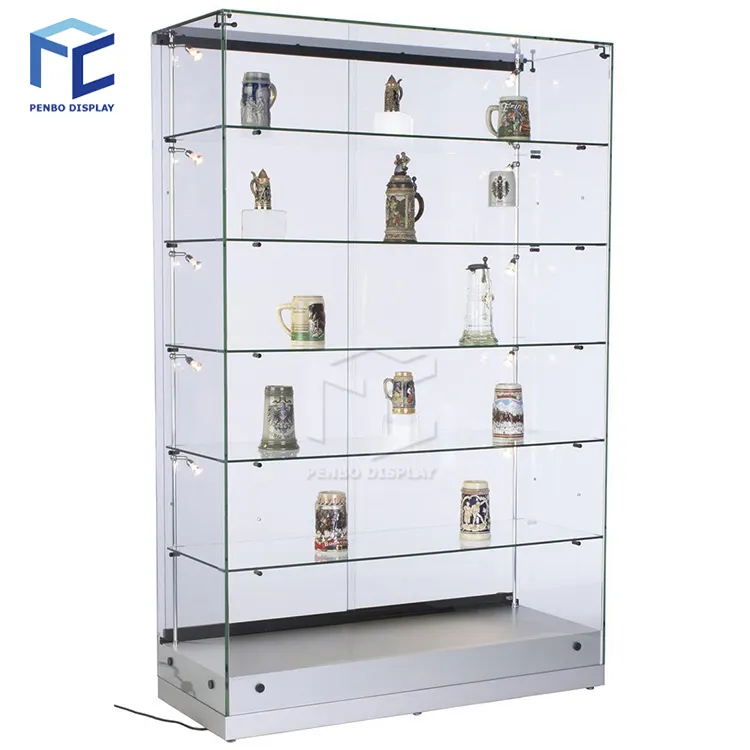 Factory made portable and simple design high capacity cheap glass display showcases