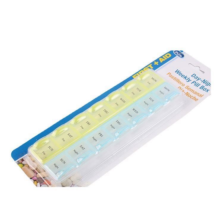 Fashion deluxe eco seal storage clear case one row small 7 day madicine box pill with logo