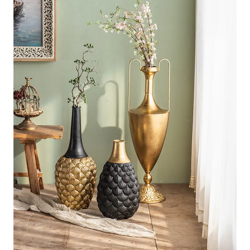 Flower Vases Wedding Flower Metal Vases for Home Decor Gold Big Nordic Plant Antique Europe Living Room Flower Vase