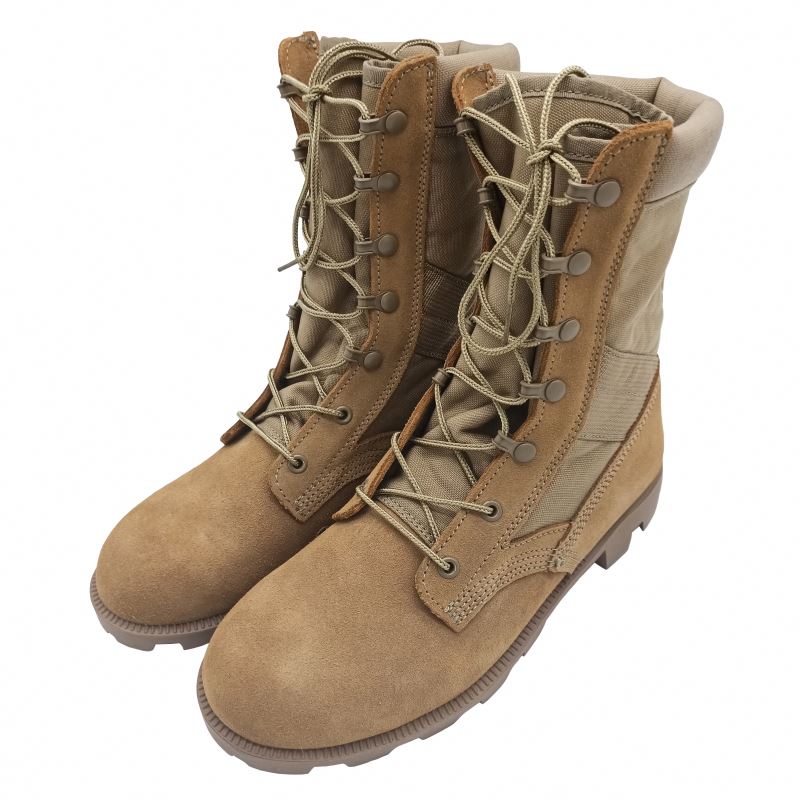 Hotsell OEM 8 inch khaki top suede leather panama rubber military army boots for soldier