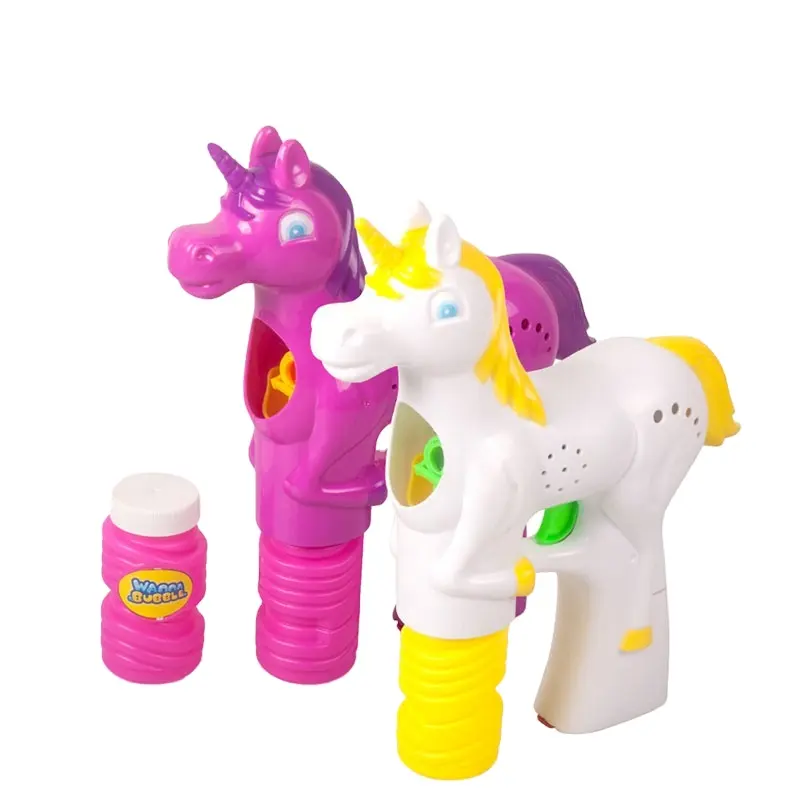 Wholesale bubbles shooter led light up unicorn wedding bubble gun toy for children