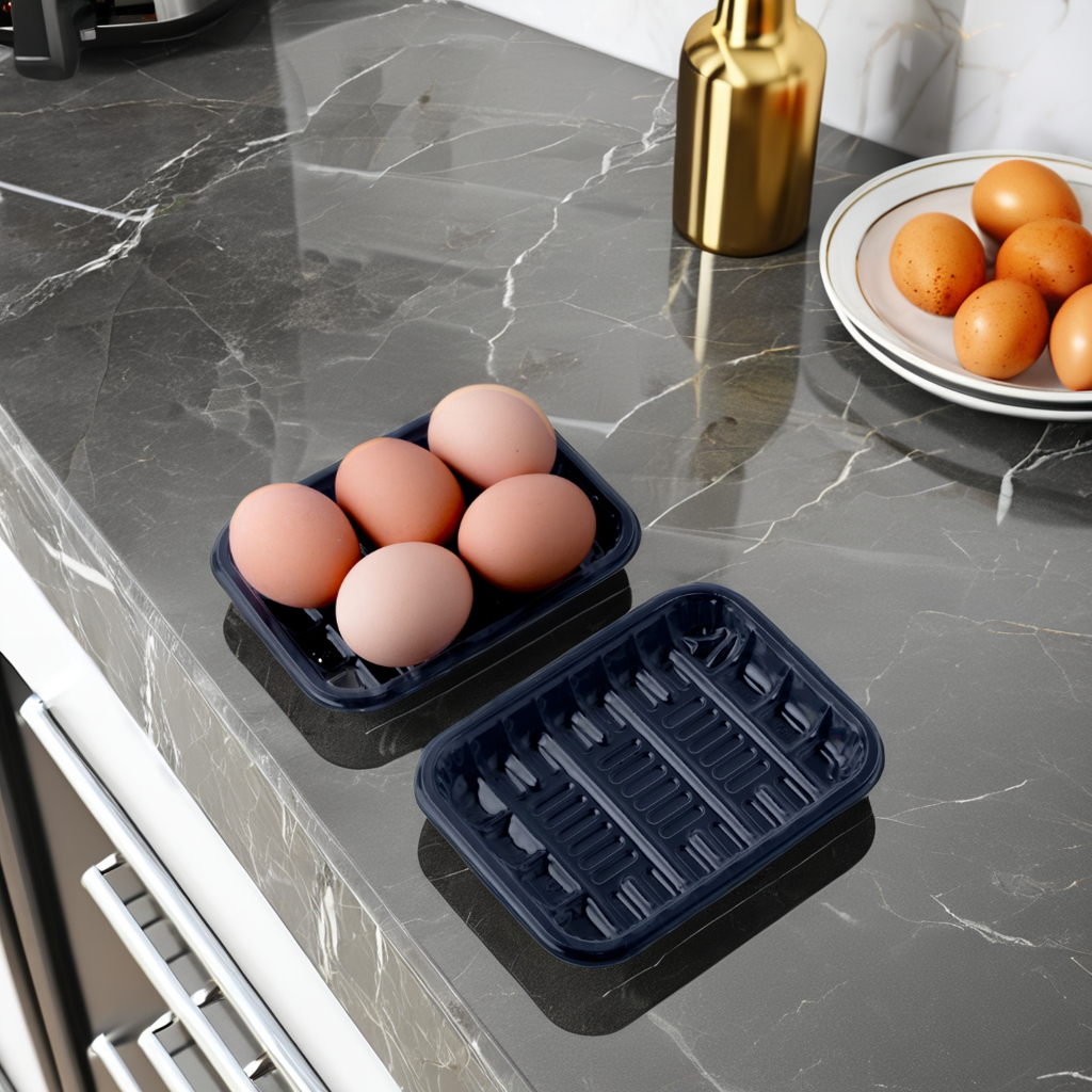 Supermarket Customized Food Grade PP Plastic Tray in Black White Clear for Eggs Fruits Meat Vegetables Fish Dishes & Plates