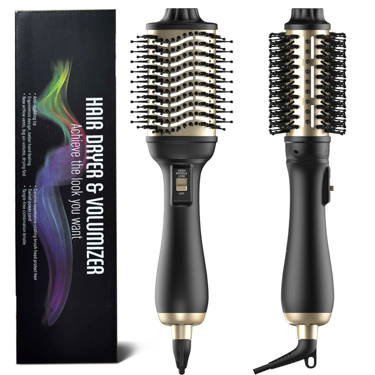 professional black gold hair styling salon beauty tools electric one step hot air styler dryer brush