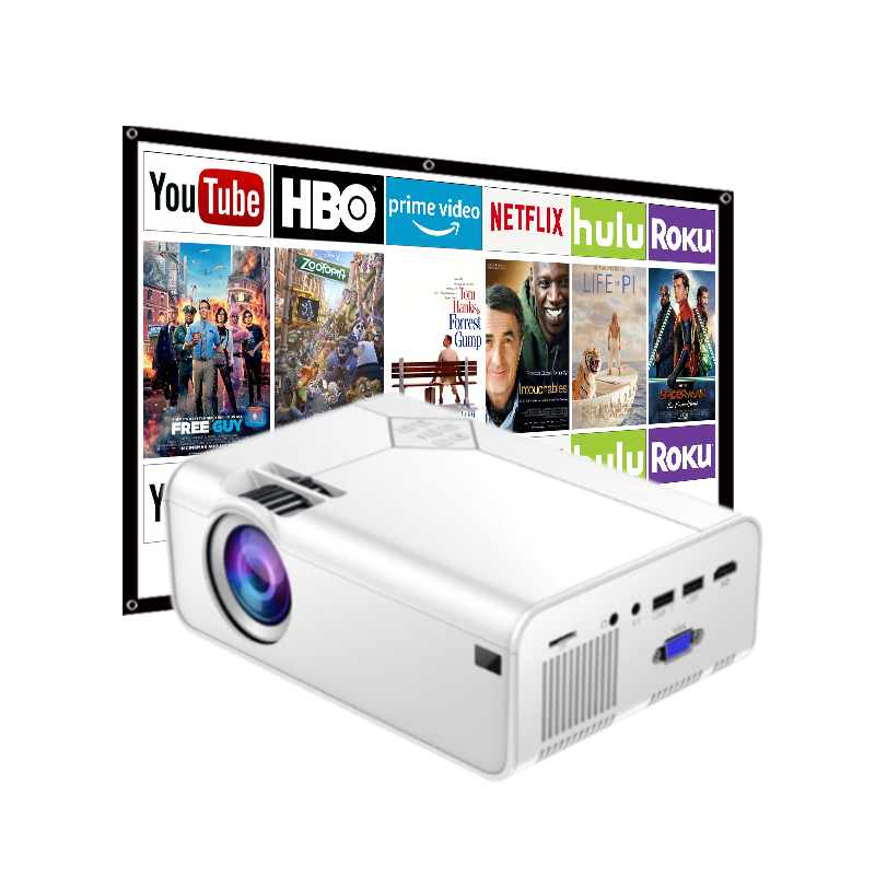 4K LCD Video 1080P Home Theater Projector Smart Android 3D with 100 Inch Projector Screen Digital Projector Manual Focus 1-year