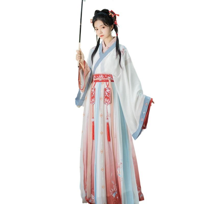 Новое роскошное элегантное сказочное шифоновое платье hanfu с вышивкой по индивидуальному заказу