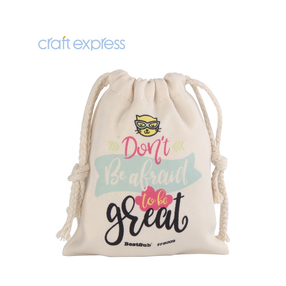 Craft Personalized Polyester Canvas-Like Fabric Travel Sublimation Blanks Drawstring Bags With Drawstring