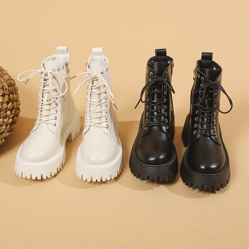 NEW 2024 women's boots lace up fashion trendy zipper buckle style Platform ankle boots for women shoes