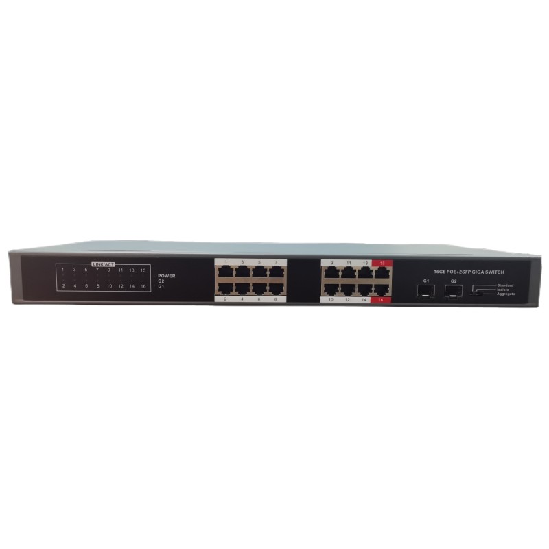 Коммутаторы RWZY Enterprise PoE 16 портов PoE + 2 порта SFP 1000 м полный гигабитный неуправляемый сетевой коммутатор PoE переключатель для IP-камеры CCTV