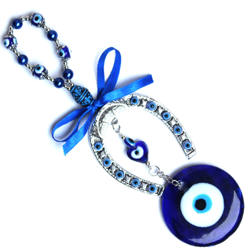 L149 Alloy Blue Evil Eyes Pendant Glass Wall Car Hanging Decoration Turkish Polished Home Decoration Party Gifts