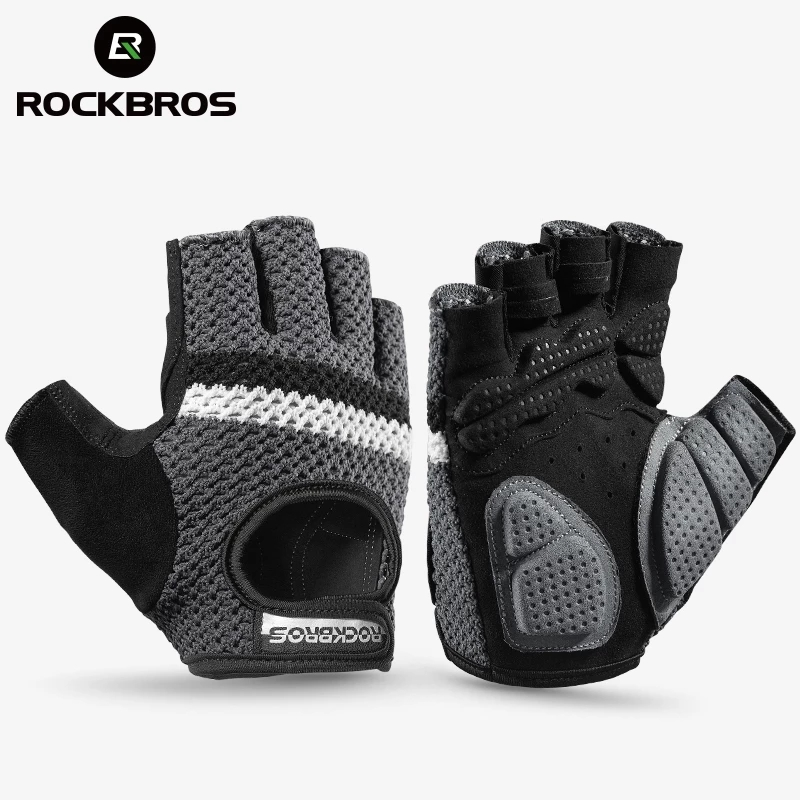 Велосипедные перчатки ROCKBROS унисекс, трикотажные, без пальцев, ударопрочные, для фитнеса, для горного велосипеда