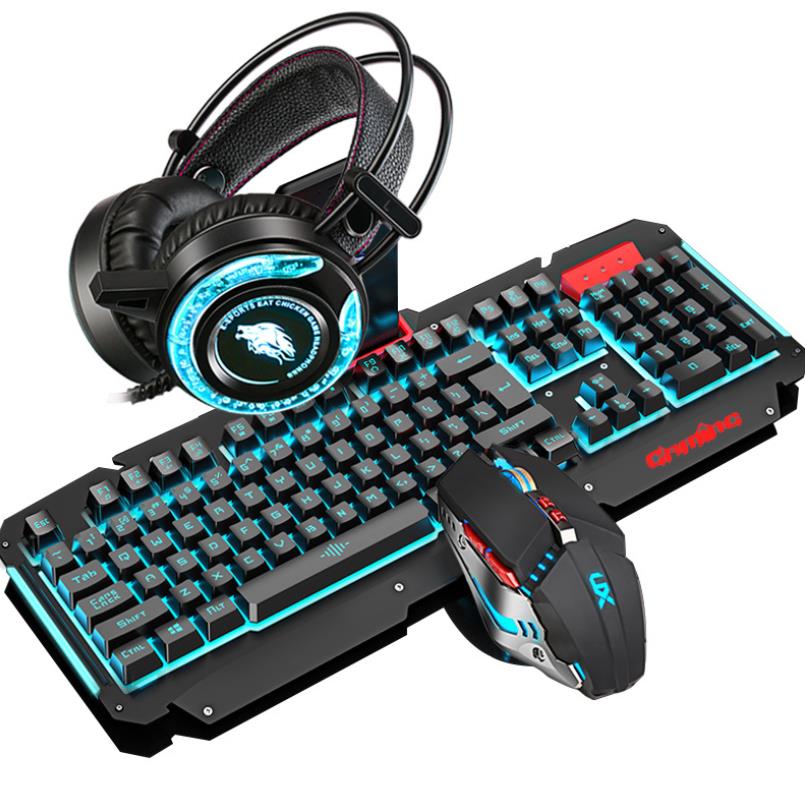 colorful LED best usb waterproof mechanical gaming keyboard mouse and headset set