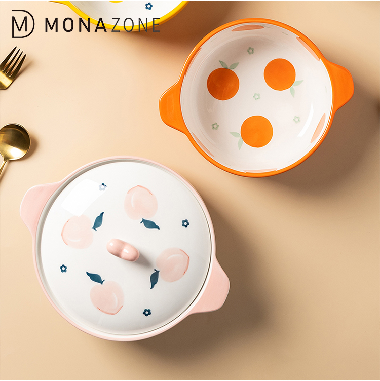 Миска для супа MONAZONE с милым фруктовым узором, 7/8 дюйма, модная керамическая миска для лапши, посуда